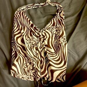BROWN HALTER TOP